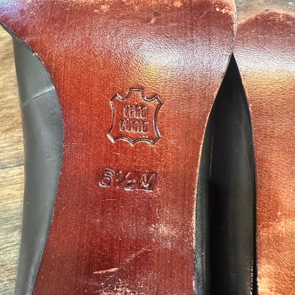 Enzo Angiolini Black Leather Pumps Heels Size 6.5M Pointed Toe Office Career - Picture 12 of 13